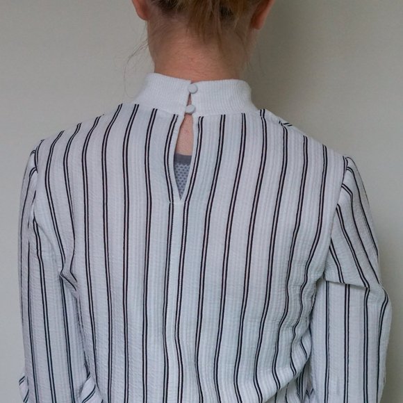 Dynamite Black & White Striped Long-Sleeve Shirt - Picture 7 of 16
